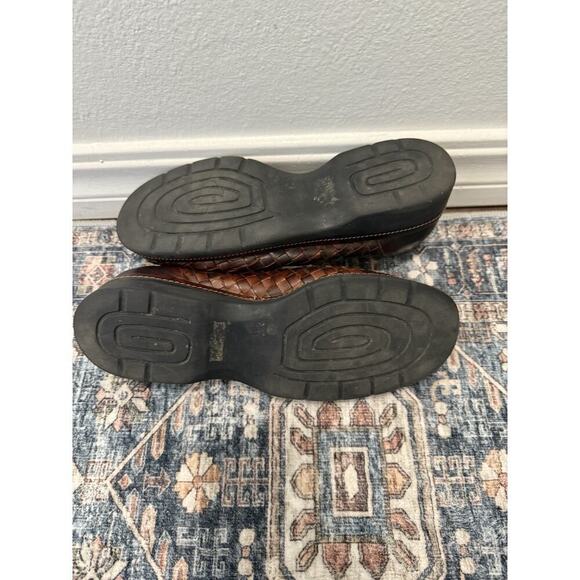 VTG SESTO MEUCCI Wms Brown Leather Loafers Woven Vamp Quiet Luxury Italy Sz 7.5 - Picture 6 of 6